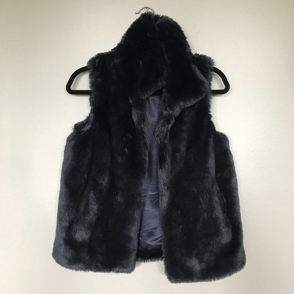 Navy Blue Faux Fur Vest
